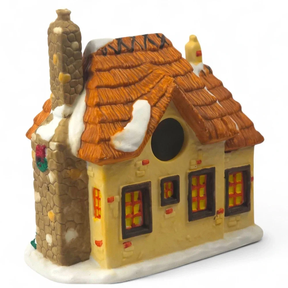VTG 1998 Santa's Workbench Interior View Cottage House Village Lighte